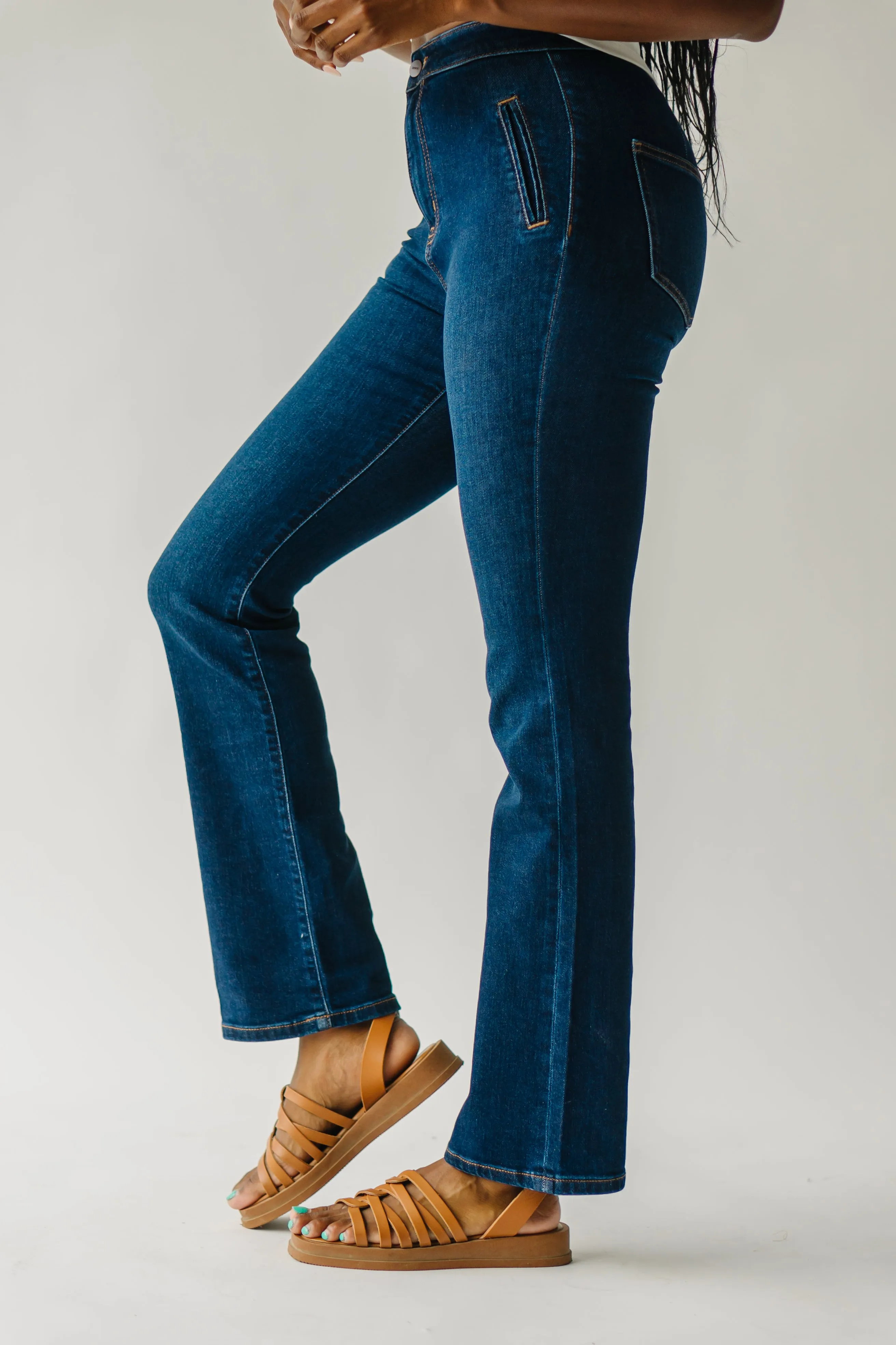 The Claymont High Rise Bootcut Jean in Dark Blue