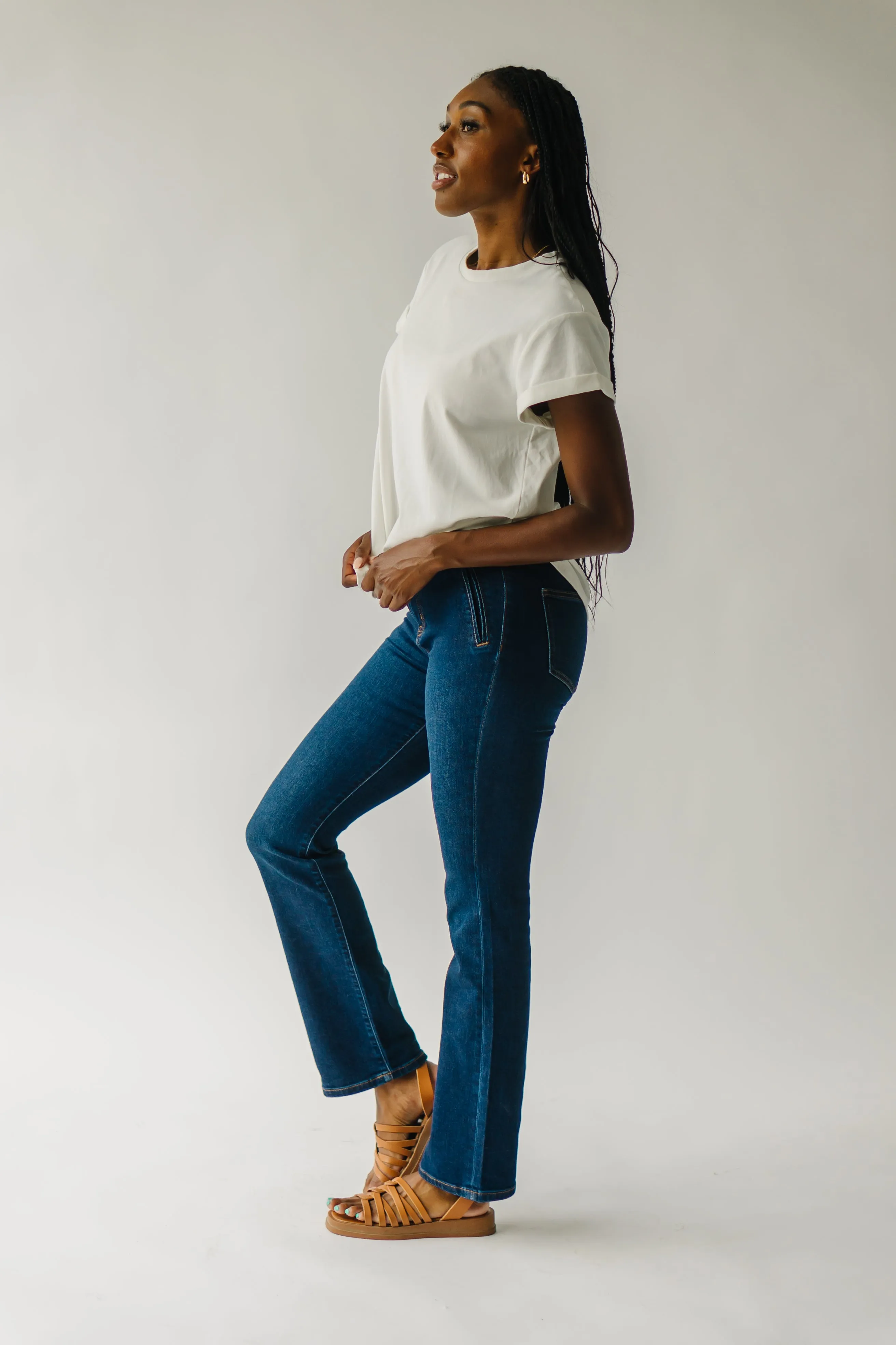 The Claymont High Rise Bootcut Jean in Dark Blue