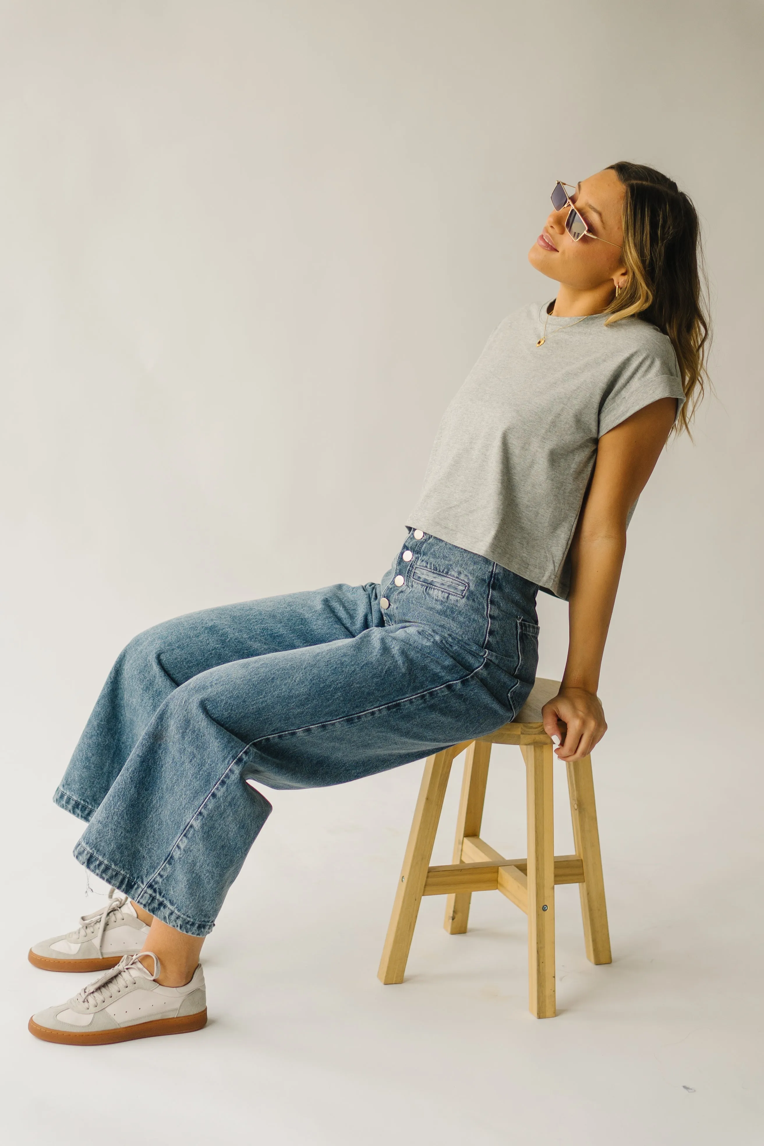 The Davian High Waisted Jean in Washed Denim