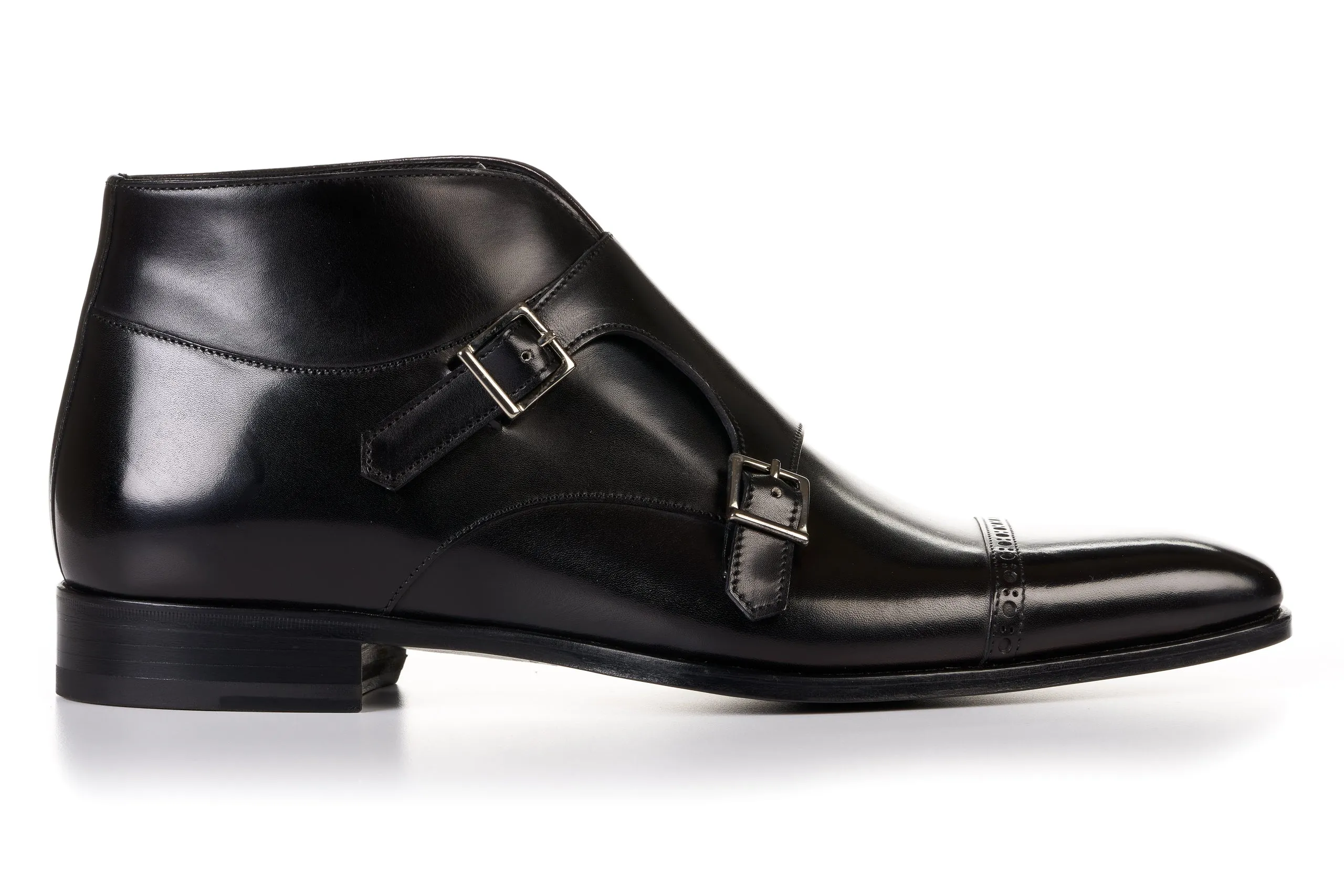 The Heston Double Monk Strap Boot - Nero