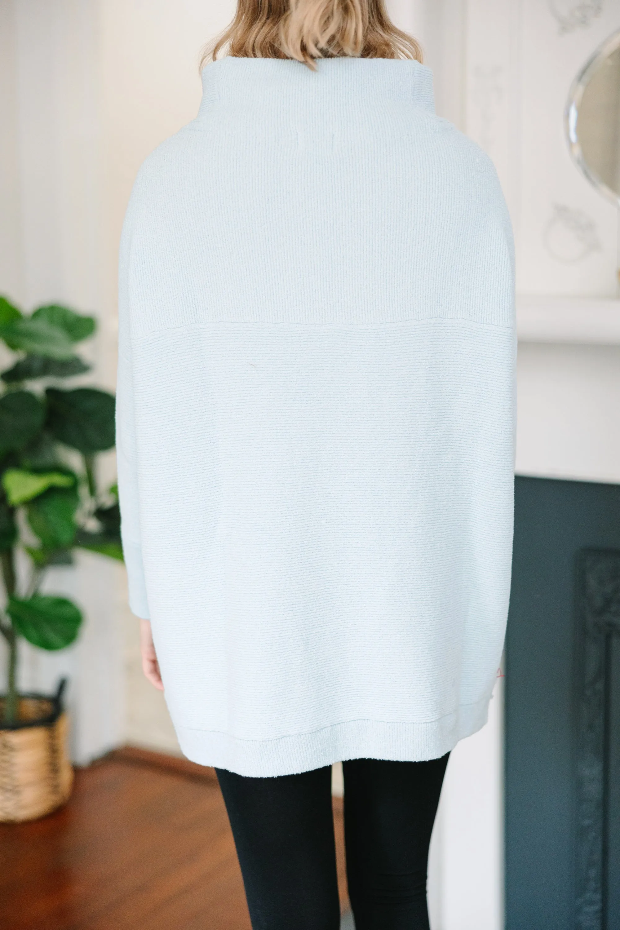 The Slouchy Light Blue Mock Neck Tunic