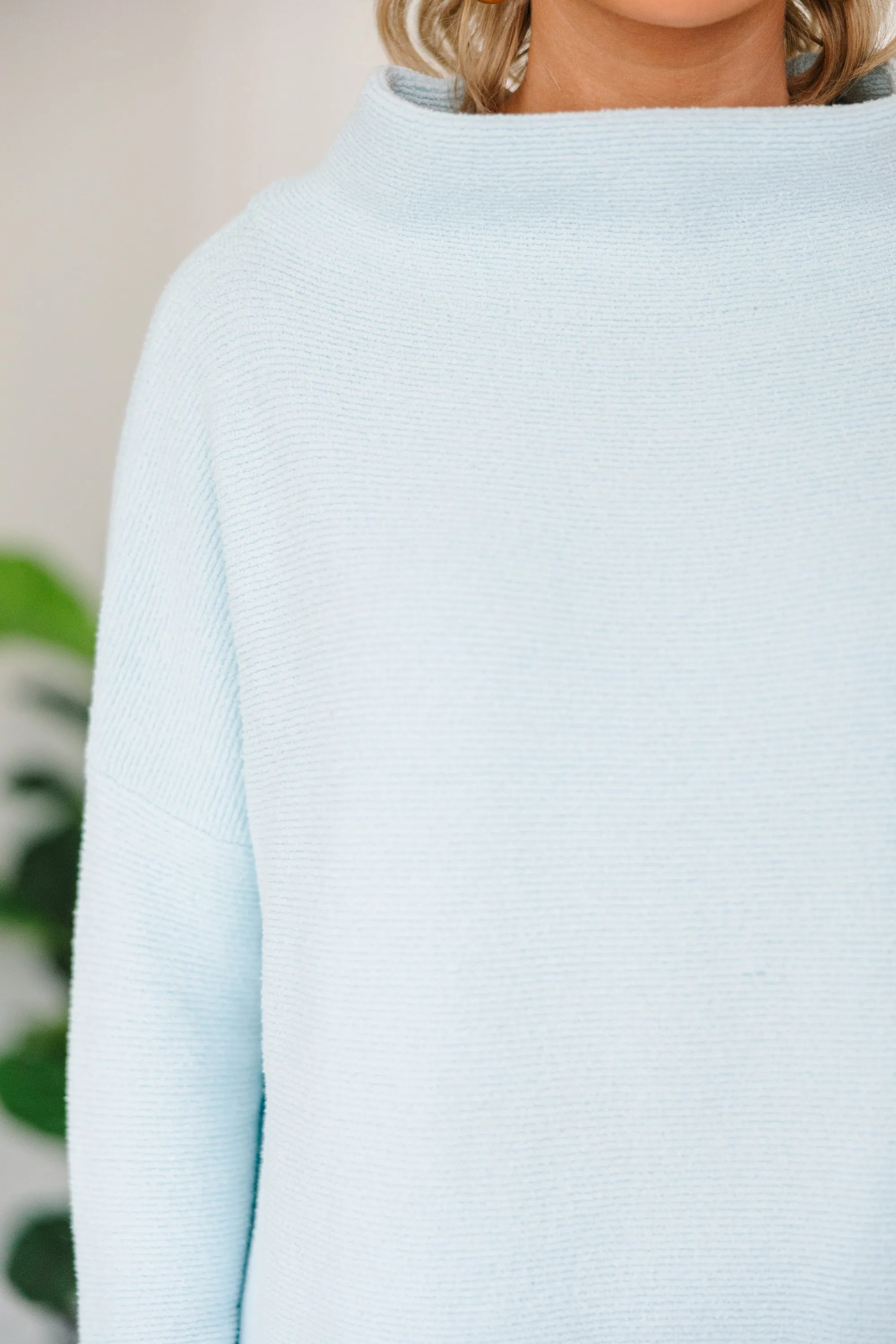 The Slouchy Light Blue Mock Neck Tunic