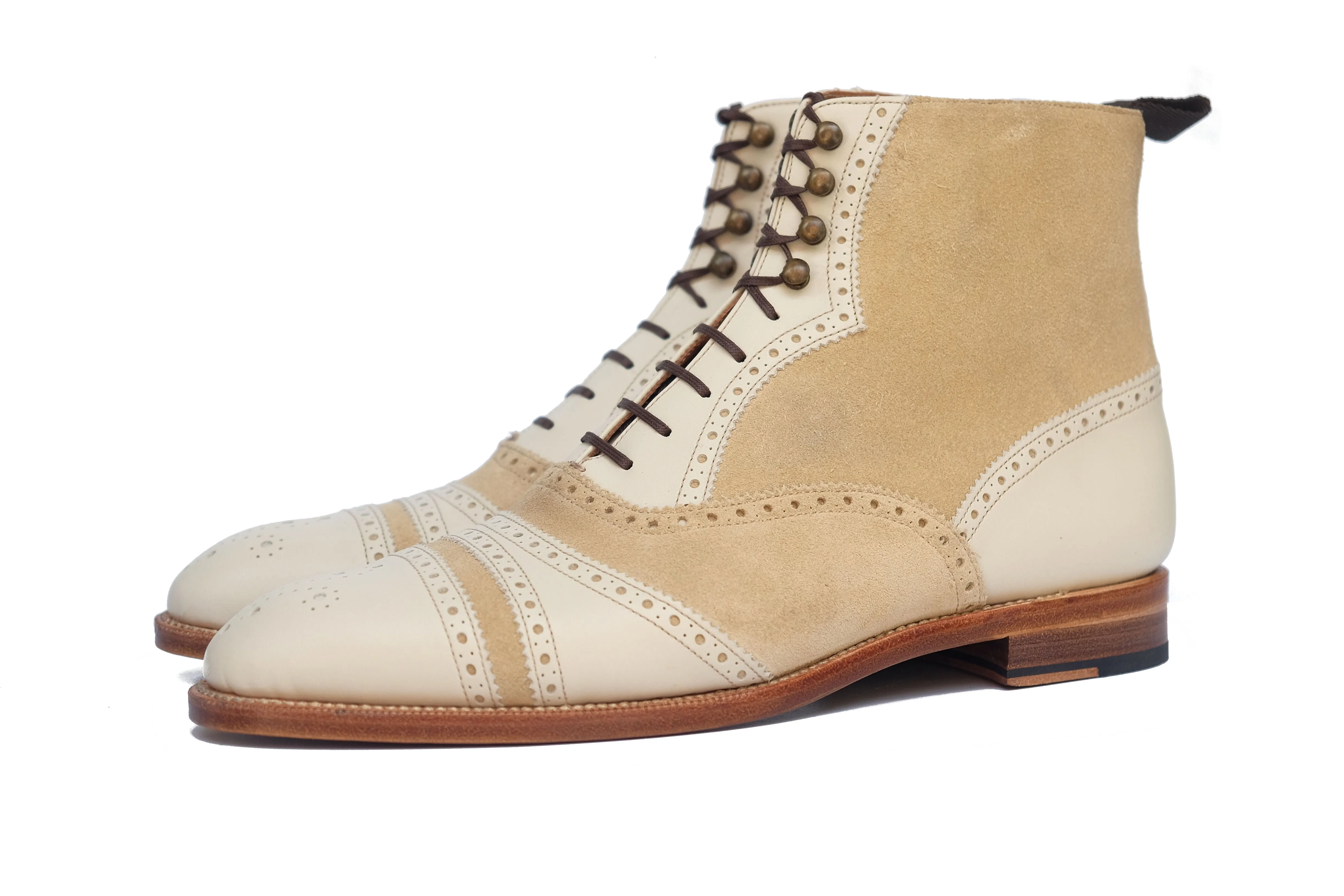 Whitman - MTO - Crust Calf / Light Cream Suede - NGT last - Single Leather Sole - Fleur De Lys Medallion