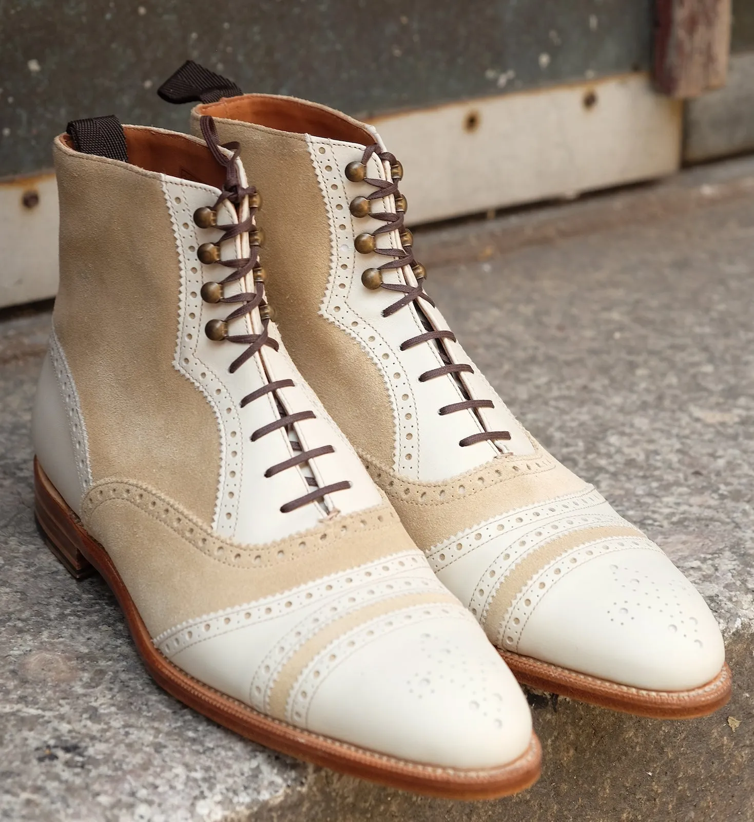 Whitman - MTO - Crust Calf / Light Cream Suede - NGT last - Single Leather Sole - Fleur De Lys Medallion