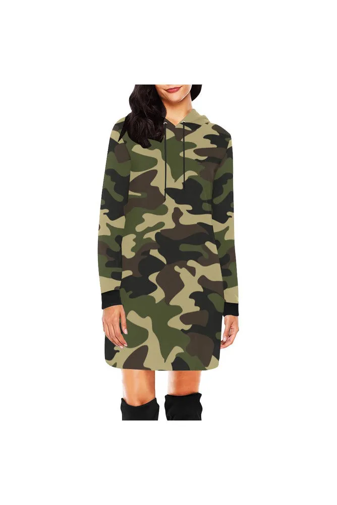 woodland camo hood All Over Print Hoodie Mini Dress (Model H27)